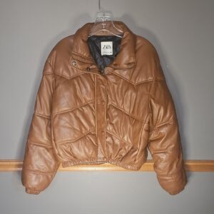 Zara Women's Caramel Puffer Jacket